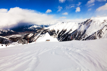 Fototapeta na wymiar snowy peaks against the blue sky, Austria