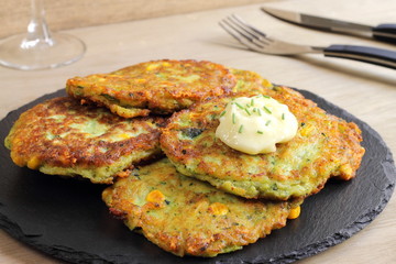 Zucchini and corn fritters