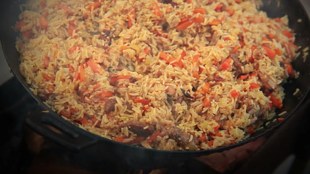 Pilaf (Plov) - Afghan, Uzbek, Tajik national cuisine main dish