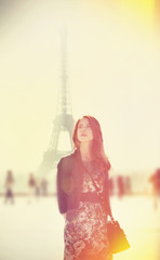 Women and Eiffel tower at background