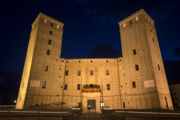 The castle of Fossano by night