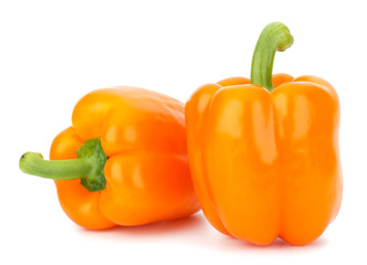 orange peppers isolated on white background closeup