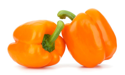 orange peppers isolated on white background closeup
