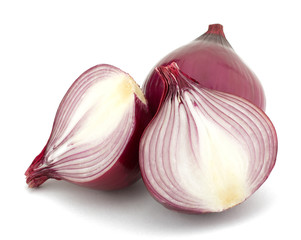 Red onion and isolated on white background