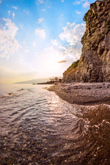 Rocky coast at sunset