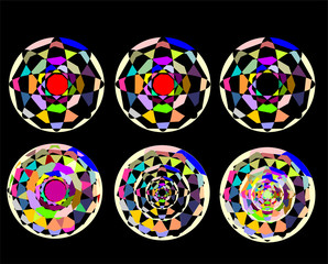 abstract circles on a black background. template