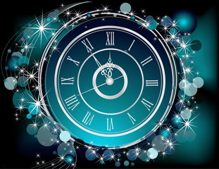 Happy New Year  background silver and blue