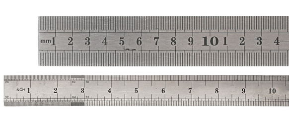Metal rulers isolated on white background - Powered by Adobe