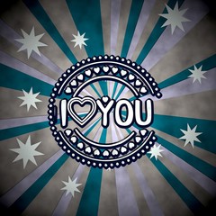 I love you symbol  on retro star background