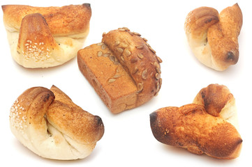 Bread collection on a white background