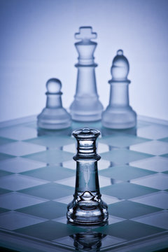 Chess game showing a king cornered by a queen