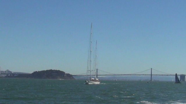 Tall ship sailing in the San Francisco Bay, California