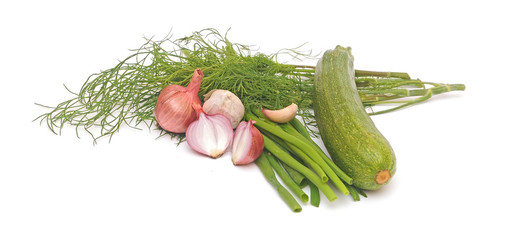 Ripe vegetables isolated on white background