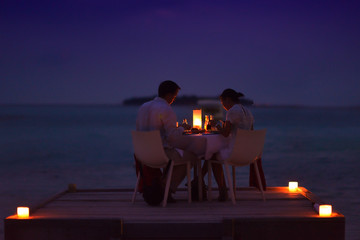 romantic couple have outdoor dinner © .shock