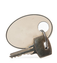 Hotel key isolated on white background.