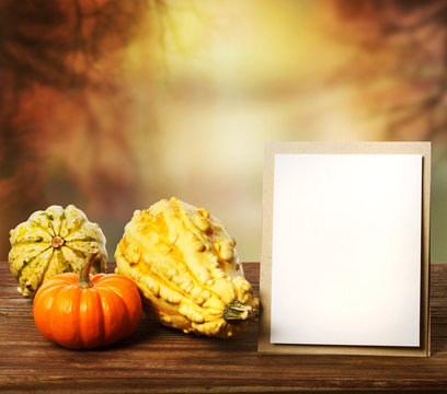 Squashes and greeting card