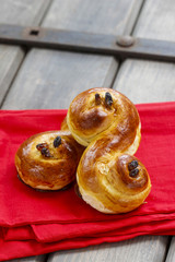 Swedish christmas. Traditional swedish buns in christmas setting