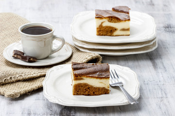 Piece of toffee and vanilla cake