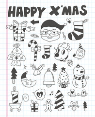 Doodle Christmas icon set