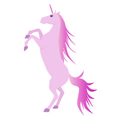 Vector Illustration of beautiful pink unicorn rearing up