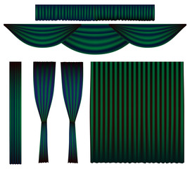 Emerald Green Curtain Theatre Vector Set