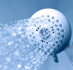 Shower with running water