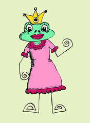 Cute cartoon Illustraiton Frog in Jaidee Family Style