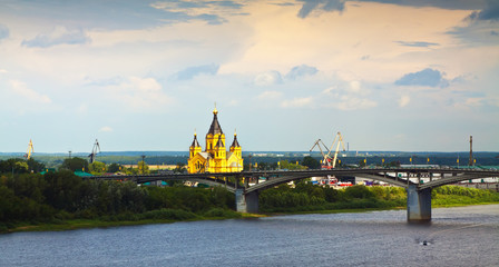 View of Nizhny Novgorod with Kanavinsky Bridge