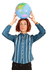 Woman holding globe