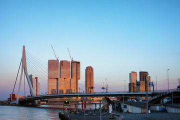 City of Rotterdam Downtown at Sunset