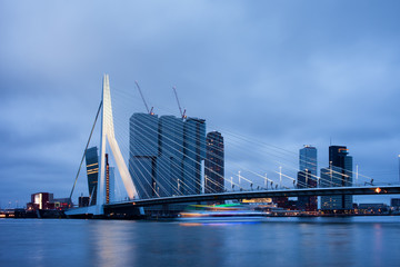 Rotterdam Downtown Skyline at Dusk