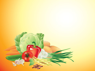 Vegetables horizontal vector background
