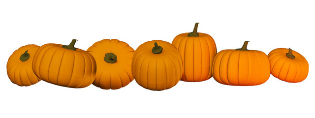 pumpkins border isolated on the white background