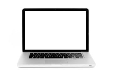 modern laptop with blank screen isolated on white background