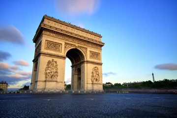 Foto op Canvas Arc de triomphe bij zonsondergang, Parijs © romanslavik.com
