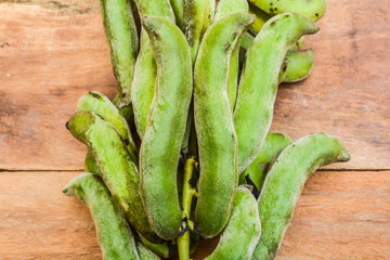 Beans broad on wood background