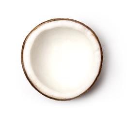 Coconut closeup on a white background.