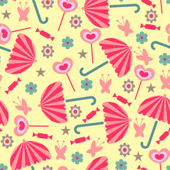 Cute seamless pattern with various elements