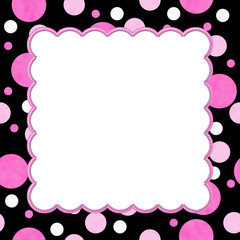 Pink and Black Polka Dot background for your message or invitati