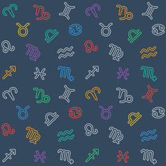 Abstract seamless background with Zodiac signs.