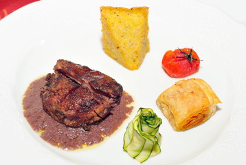 Grilled young beef steak