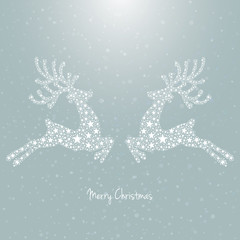 stars reindeer snowy background