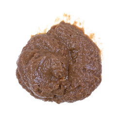 A glob of anchovy paste sliding down white background
