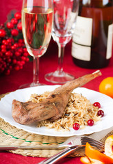 Christmas turkey with berries and oranges