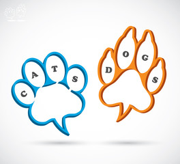 Cat and Dog paw text boxes