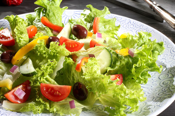 insalata colorata  sfondo grigio