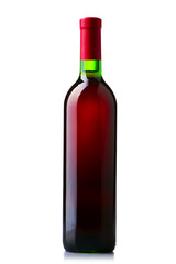 A bottle of red wine on white isolate
