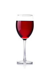 A glass of red wine on a white isolate