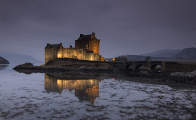 Festive lighting of Eilean Donan castle