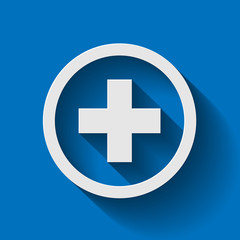 Obraz premium Icon hinzufügen Plus Long Shadow